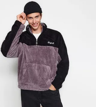 Color Block Long Sleeves Plush Sweatshirt