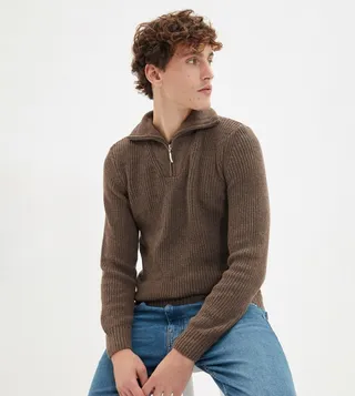Long Sleeves Half-Zippered Sweater