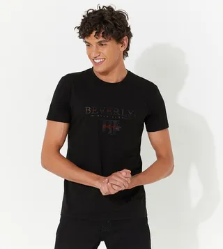 Embossed Printed Crew Neck T-Shirt