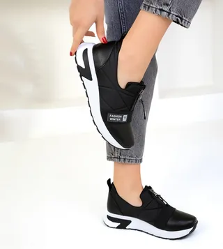 Quilted Zipper Detail Slip-On Shoes