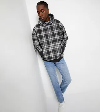 Plaid Long Sleeves Hooded Sweatshirt