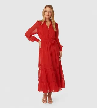 BETHANY Solid Belted Midaxi Dress