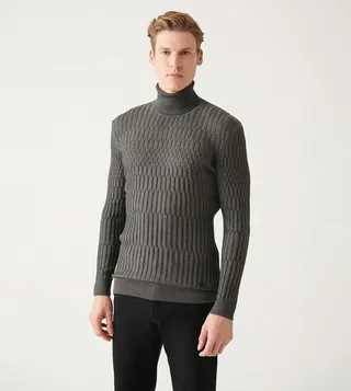 Textured Turtleneck Sweater