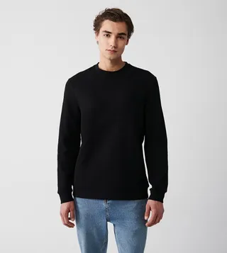 Textured Crew Neck Sweatshirt