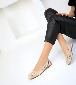 Embellished Square Toe Ballerinas