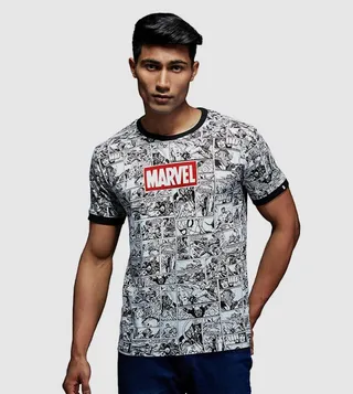 Marvel Comic Strip Printed Crew Neck T-Shirt