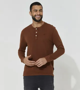 Aero Men's Solid Henley Neck T-Shirt
