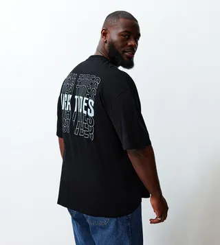 Plus & Tall Back Printed Crew Neck Oversized T-Shirt