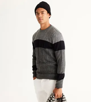 Color Block Crew Neck Sweater