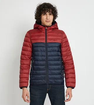 Color Block Hooded Puffer Jacket