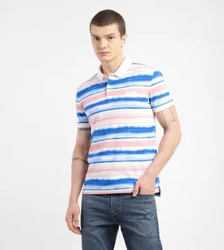 Striped Short Sleeves Polo T-Shirt