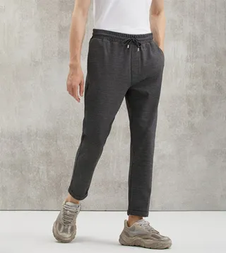 Textured Drawstring Waist Trousers