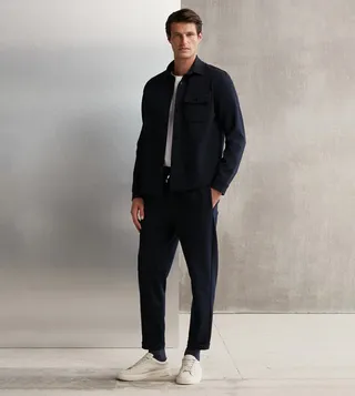 Textured Drawstring Waist Trousers