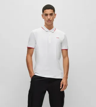 Contrast Tipping Collar Polo T-Shirt with Short Sleeves