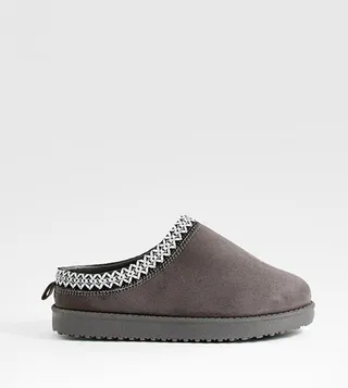 Embroidered Detail Ultra Mini Cosy Mules