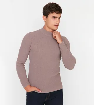 Slim Fit Turtleneck Corded Sweater