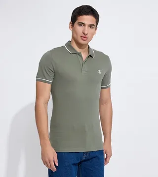 Contrast Tipping Short Sleeves Polo T-Shirt