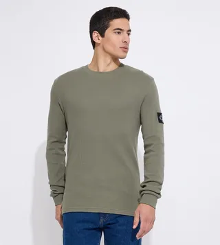 Logo Badge Waffle Knit T-Shirt