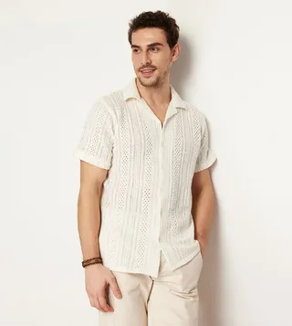 Openwork Short Sleeves Shirt