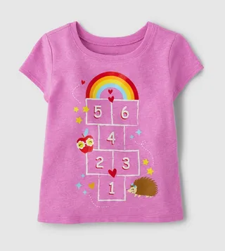 Girl's Printed Short Sleeves T-Shirt