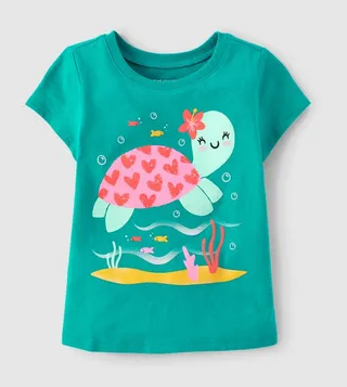Baby and Toddler Girls Turtle Graphic T-Shirt