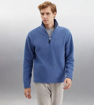 Fleece Half Zippered Long Sleeves Sweatshirt