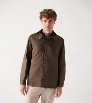 Solid Long Sleeves Hooded Raincoat