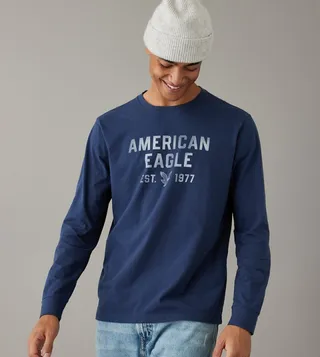 Logo Printed Long Sleeves Casual T-Shirt