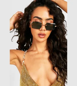 Frameless Rectangle Retro Sunglasses