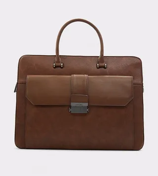 VERMON Leather Metal Accent Laptop Bag