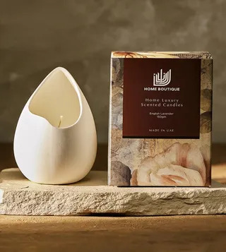 Ceramic Egg-shaped Natural Wax Candle by Home Boutique | English Lavender | 150 g