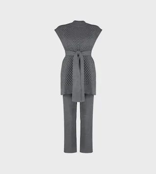 Belted Mock Neck Knitted Co-Ord Set