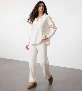 Ribbed Collared Co-Ord Set