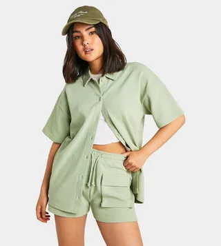 Waffle Oversized Boxy Shirt and Short Set