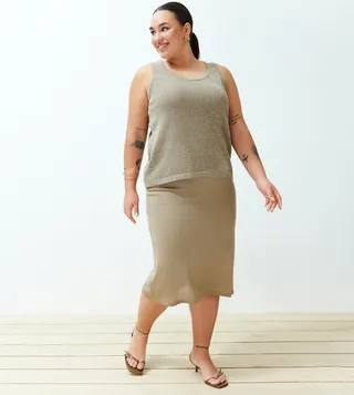 Ribbed Tank Top And Skirt Set