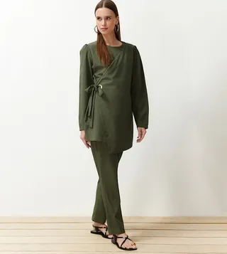 Solid Woven Wrap Co-Ord Set