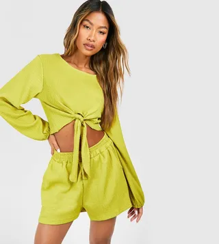 Textured Bishop Sleeves Co-Ord Set