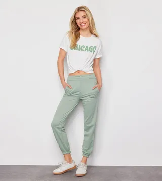 Slogan Printed T-Shirt and Jogger Set