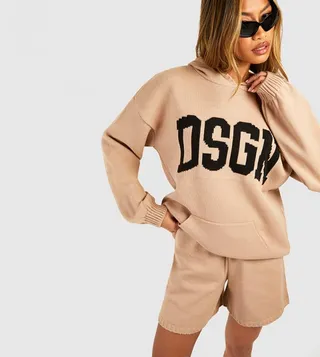 DSGN Oversized Hoody and Shorts Knitted Set