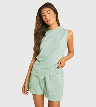 Design Studio Tonal Embroidered Sleeveless Top and Short Set