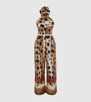 Animal Patterned Tie-Up Top and Trouser Set