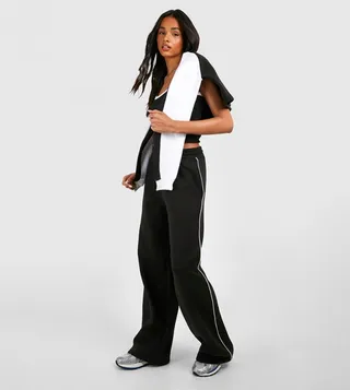 Tall Contrast Binding Wide Leg Tracksuit