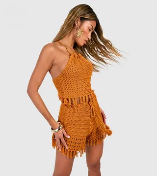 Premium Crochet Tassel Shorts & Halterneck Top Set