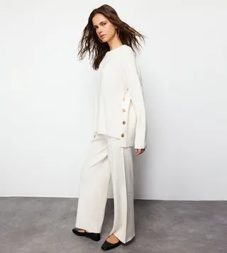 Textured Long Sleeves Top and Bottom Set
