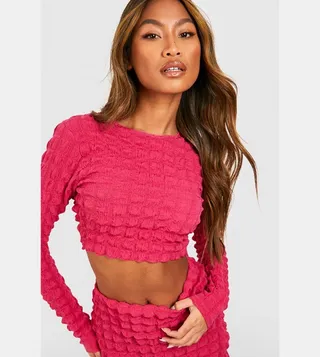 Bubble Jersey Backless Crop and Mini Skirt Set