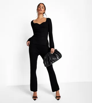 Rib Knitted Relaxed Wide Leg Set