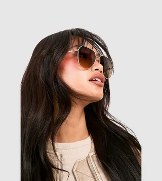 Ombre Tinted Frame Aviator Sunglasses