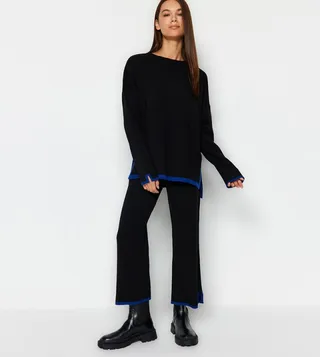 Contrast Color Long Sleeves Co-Ord Set
