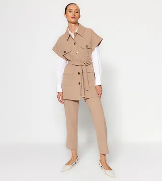 Button Detail Vest and Trouser Set