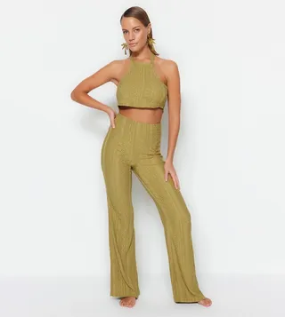 Patterned Halter Neck High Waist Co-Ord Set